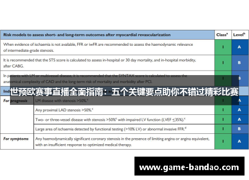 世预欧赛事直播全面指南：五个关键要点助你不错过精彩比赛